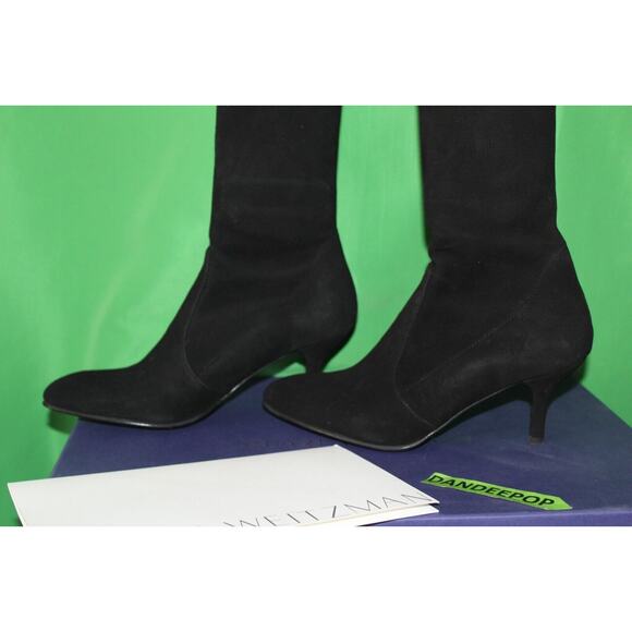 Stuart Weitzman Tiemodel Black Suede High Heel Boots G232996 Women's 6.5M - Picture 3 of 16